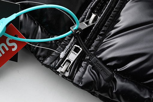 シュプリーム  WEEK9 Shiny Down Puffer Jacke 光沢のあるロゴ入りフード付きコンフォートカジュアルジャケット