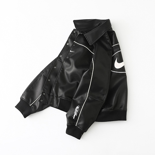 シュプリーム X ナイキ  WEEK4 Leather Varsity Jacket 背中にロゴがったレザーのバーシティジャケット