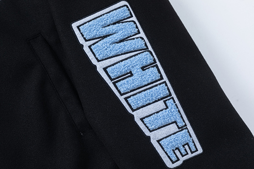 オフホワイト off white カップルけ刺繍入りベースボールジャケットウールコート