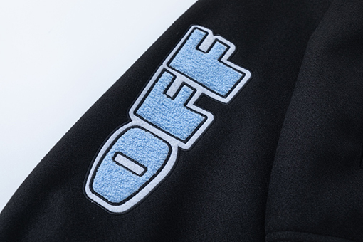 オフホワイト off white カップルけ刺繍入りベースボールジャケットウールコート