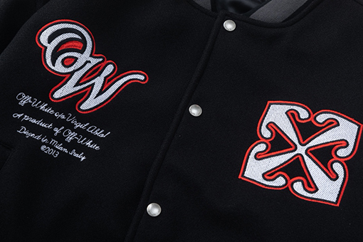 オフホワイト off white 新モデルカップルけ刺繍入りベースボールジャケットウールコート