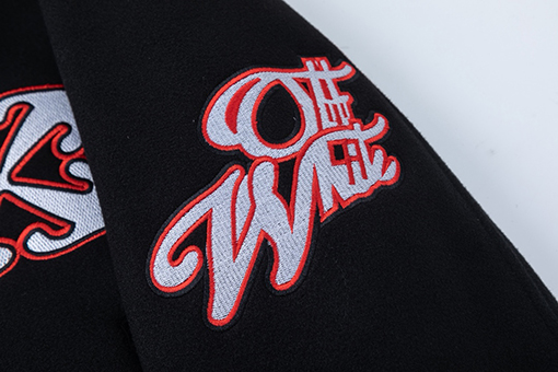 オフホワイト off white カップルけ刺繍入りベースボールジャケットウールコート