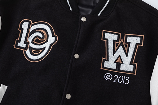 オフホワイト off white 刺繍パッチワークベースボールジャケットカップル向けウールコート