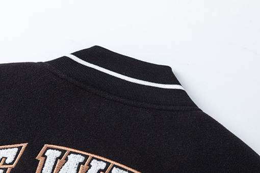 オフホワイト off white 刺繍パッチワークベースボールジャケットカップル向けウールコート