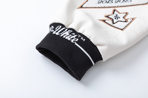 オフホワイト off white 刺繍パッチワークベースボールジャケットカップル向けウールコート