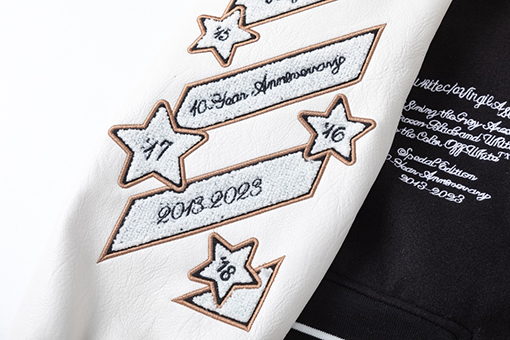 オフホワイト off white 刺繍パッチワークベースボールジャケットカップル向けウールコート