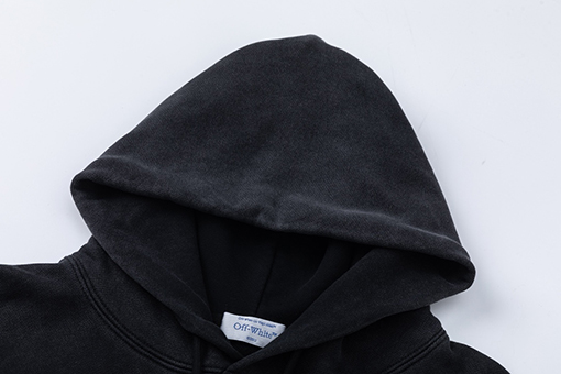 オフホワイト off white 460gのルーズフィットウォッシュダメージのフード付きスウェットシャツ