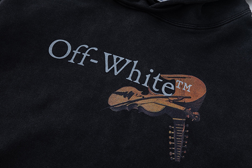 オフホワイト off white 460gのルーズフィットウォッシュダメージのフード付きスウェットシャツ