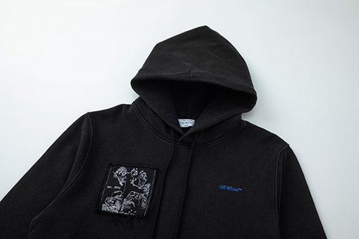 オフホワイト off white ポートレートスタイルの460gウォッシュのダメージフード付きスウェットシャツ