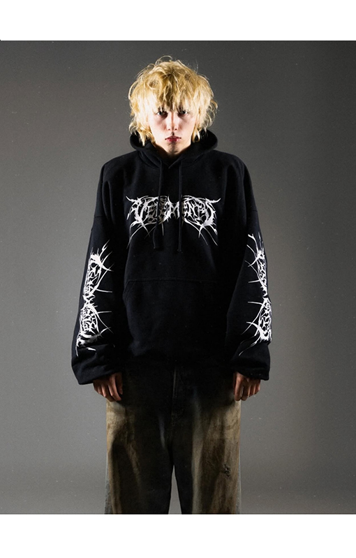 ヴェトモン ナノエラスティックプリントのダブルレイヤーフード付きスウェットシャツ