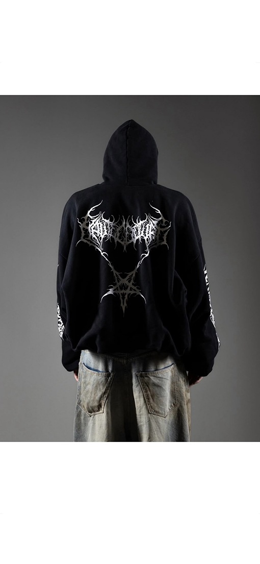 ヴェトモン ナノエラスティックプリントのダブルレイヤーフード付きスウェットシャツ