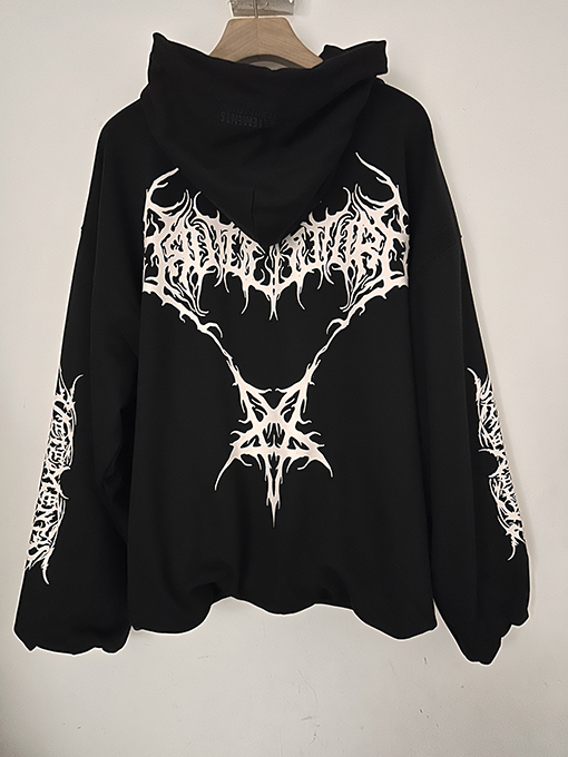 ヴェトモン ナノエラスティックプリントのダブルレイヤーフード付きスウェットシャツ