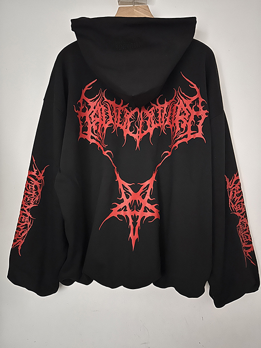 ヴェトモン ナノエラスティックプリントのダブルレイヤーフード付きスウェットシャツ