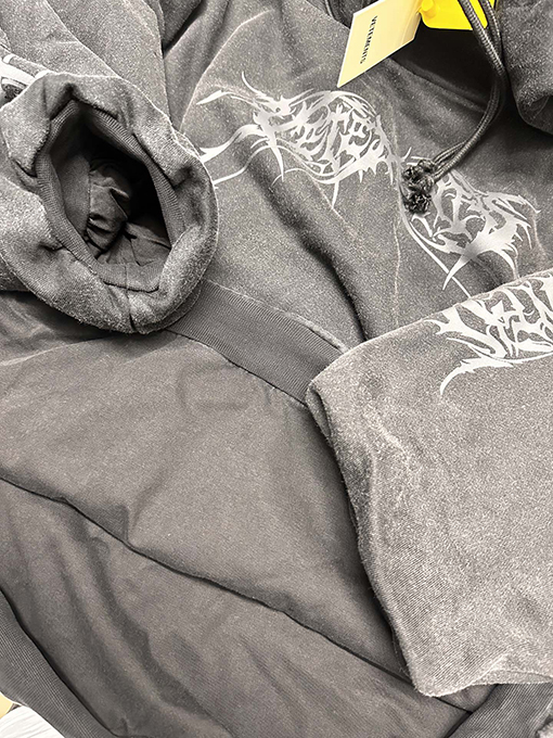 ヴェトモン ナノエラスティックプリントのダブルレイヤーフード付きスウェットシャツ