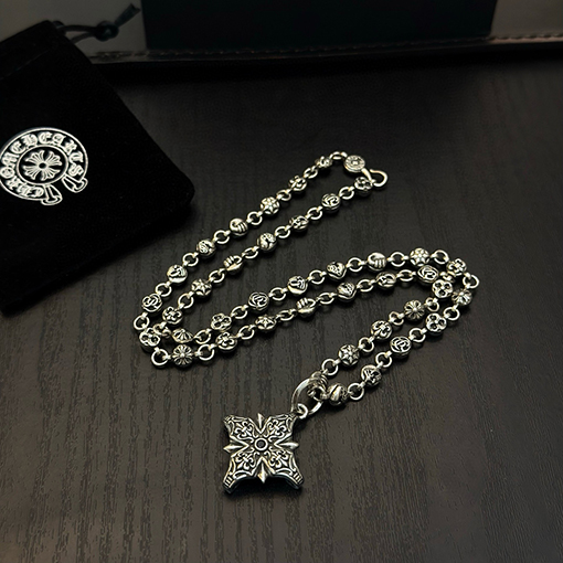 クロムハーツ クロスフラワーペンダント付きマルチエレメントフローラルボールネックレス