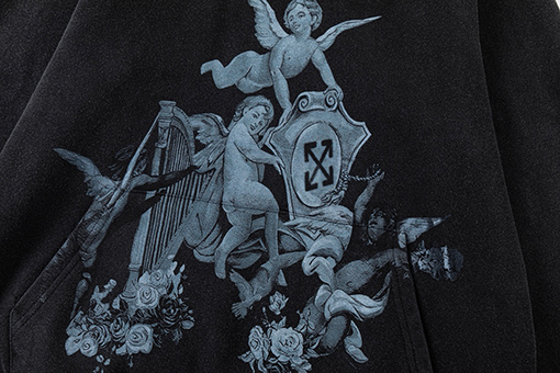 オフホワイトコピー off white 天使の油絵 460g ウォッシュフード付きスウェットシャツ