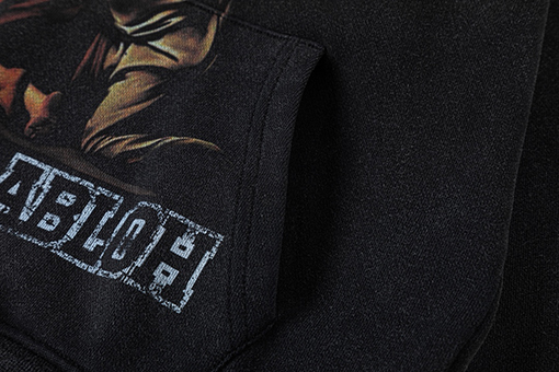 オフホワイト off white クラシックな肖像油絵風460gウォッシュフード付きスウェットシャツ