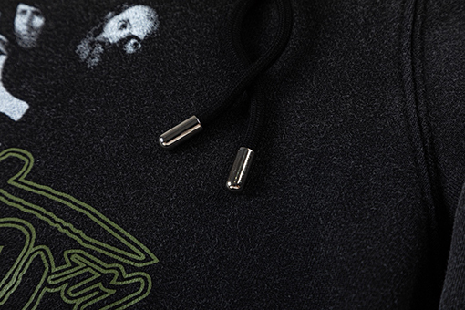 オフホワイト off white ファッショナブルな肖像油絵風460gウォッシュドフード付きスウェットシャツ