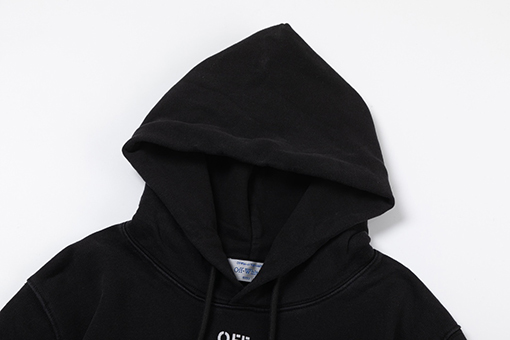 オフホワイト off white 新しい白黒肖像油絵風460gウォッシュドフード付きスウェットシャツ