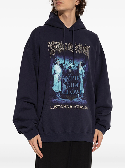 ヴェトモンコピー 新しいフロントとバックのナノプリントフード付きスウェットシャツ