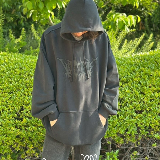 ヴェトモン フロントとバックのパネルを備えたナノプリントのウォッシュフード付きスウェットシャツ