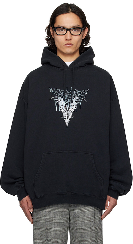 ヴェトモン フロントとバックパネルナノプリントのゆったりとしたフード付きスウェットシャツ