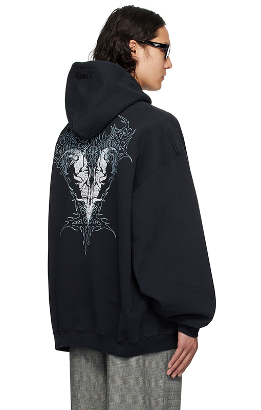 ヴェトモン フロントとバックパネルナノプリントのゆったりとしたフード付きスウェットシャツ