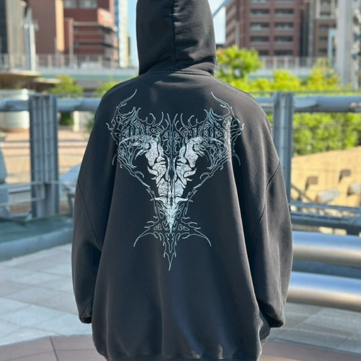 ヴェトモン フロントとバックパネルナノプリントのゆったりとしたフード付きスウェットシャツ