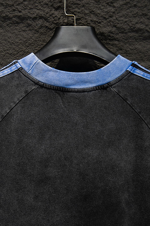 バレンシアガ Balenciaga ウォッシュのダメージ刺繍ストライプ半袖Tシャツ