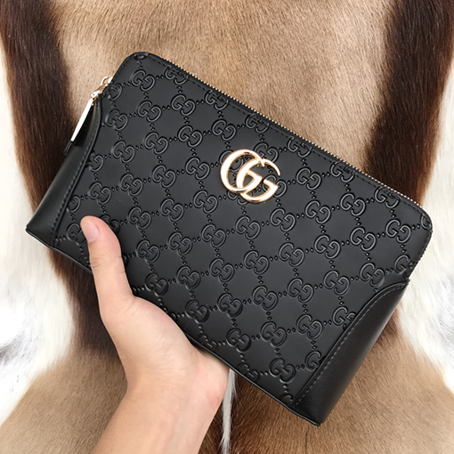 グッチ ダブルジップの高級メンズハンドバッグ