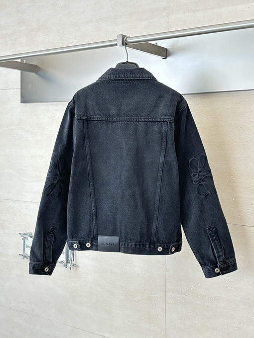ロエベスーパーコピー 刺繍入りウォッシュダメージデニムジャケット