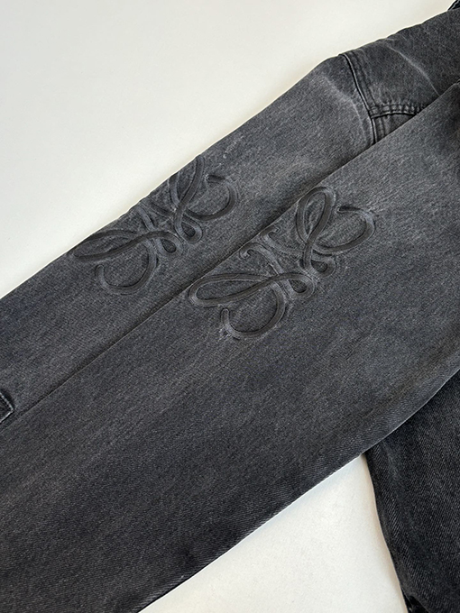 ロエベスーパーコピー 刺繍入りウォッシュダメージデニムジャケット