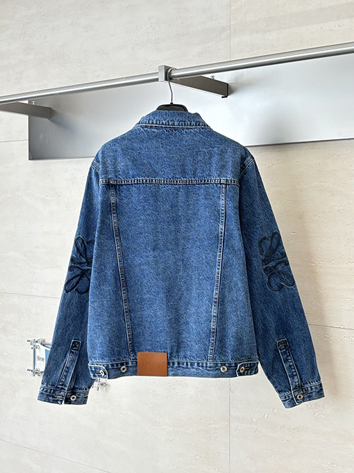 ロエベスーパーコピー 刺繍入りウォッシュダメージデニムジャケット