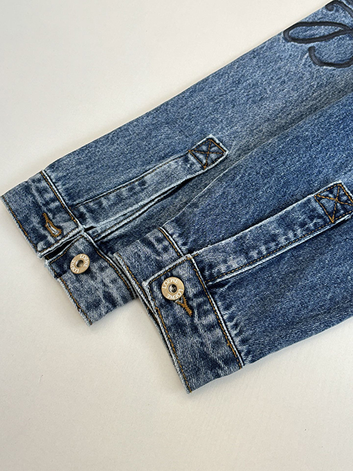 ロエベスーパーコピー 刺繍入りウォッシュダメージデニムジャケット