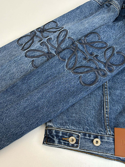 ロエベスーパーコピー 刺繍入りウォッシュダメージデニムジャケット