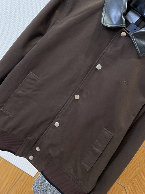 ディオール 刺繍カラーブロックレザーカラーコート