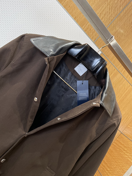 ディオール 刺繍カラーブロックレザーカラーコート