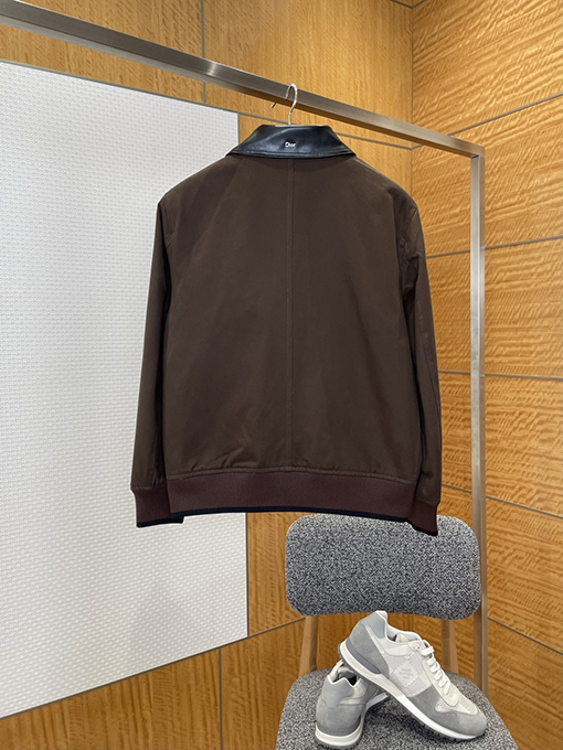 ディオール 刺繍カラーブロックレザーカラーコート