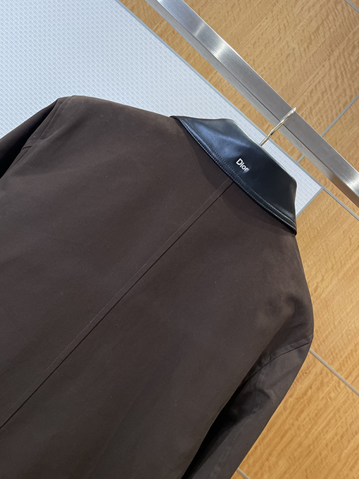 ディオール 刺繍カラーブロックレザーカラーコート