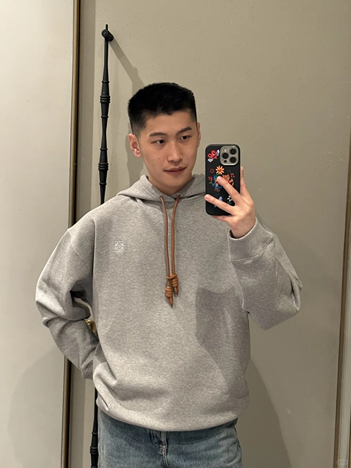 ロエベコピー レザー刺繍パーカー