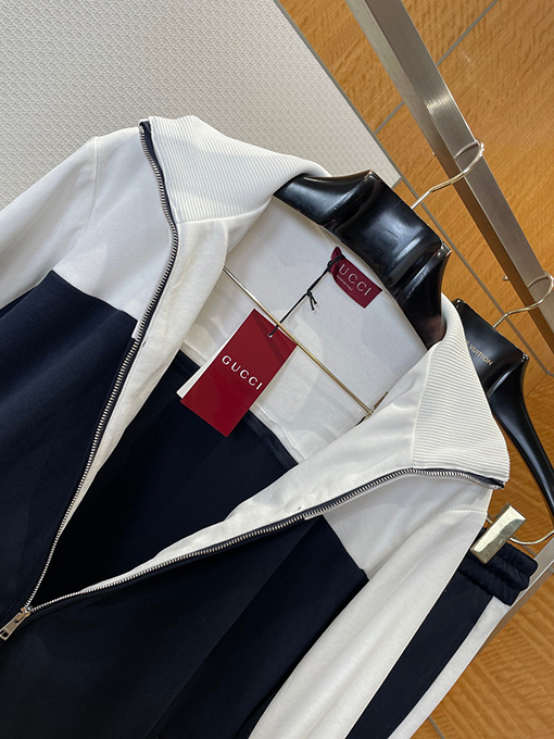 グッチ 刺繍入りカラーブロックスタンドカラージャケット
