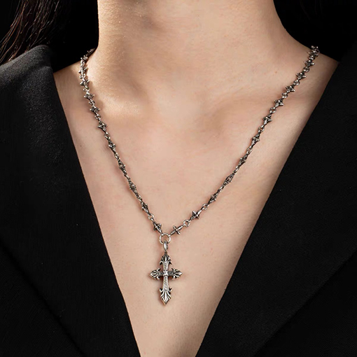 クロムハーツスーパーコピー ダブルクロスペンダントバンブーネックレス