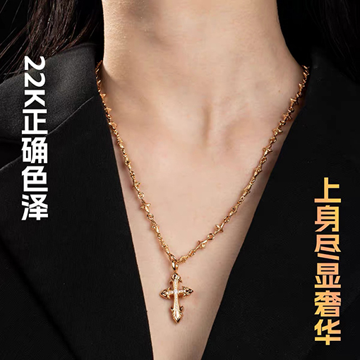 クロムハーツスーパーコピー ダブルクロスペンダントバンブーネックレス