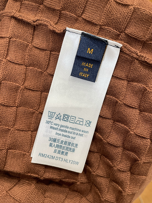 ルイヴィトンコピー LV.M SINCE 1854 刺繍チェック柄ジャカードニット半袖Tシャツ