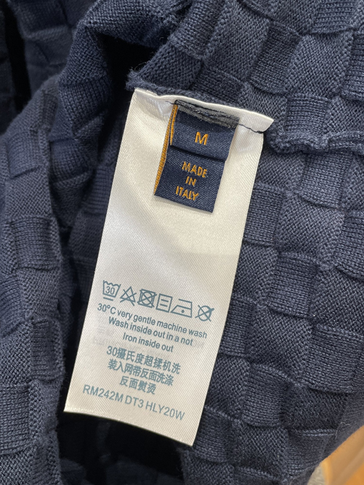 ルイヴィトンコピー LV.M SINCE 1854 刺繍チェック柄ジャカードニット半袖Tシャツ