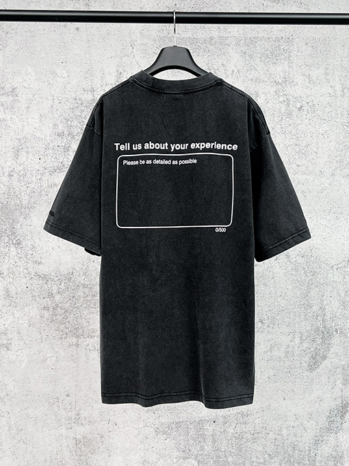 バレンシアガ スターロゴ刺繍の袖口ウォッシュとダメージをした半袖Tシャツ