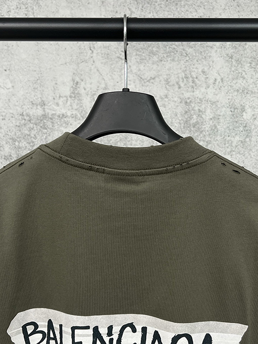 バレンシアガ BALENCIAGA マスキングテープダイレクトプリント ウォッシャブル ダメージ半袖Tシャツ