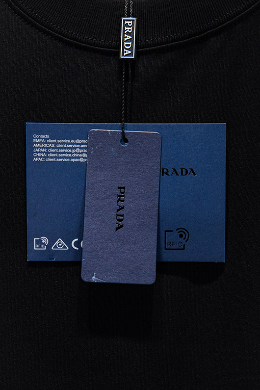 プラダ PRADA 着古したアップリケ刺繍の半袖Tシャツ