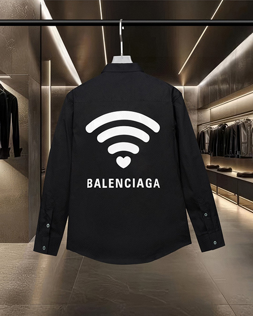 バレンシアガ Balenciaga WiFi バレンタインデー限定の蛍光カラーチェンジロゴプリント長袖ルーズフィットシャツ