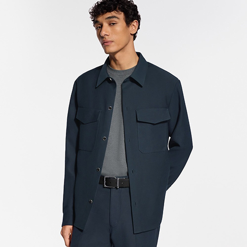 ルイヴィトンスーパーコピー レザーロゴステッチポケット長袖シャツ